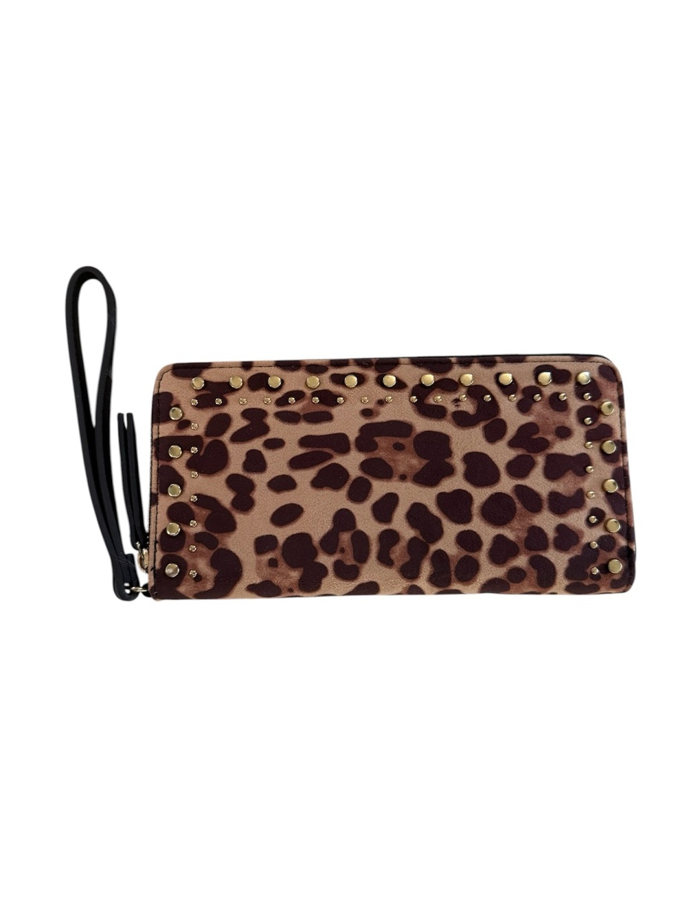 INC- NWOT! Leopard Print Zip-Around Wristlet Wallet w/ Gold Studs - Picture 1 of 6